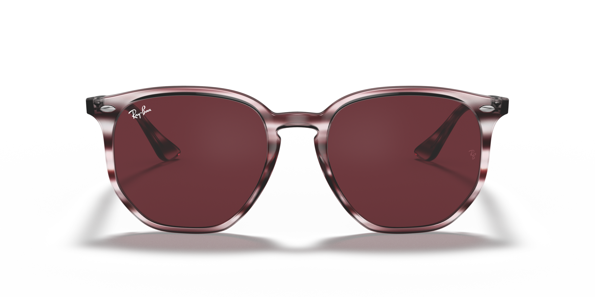 RB4306 Burgunderrot gestreift Havana KunststoffSunglass Frames von B24, Vorderansicht