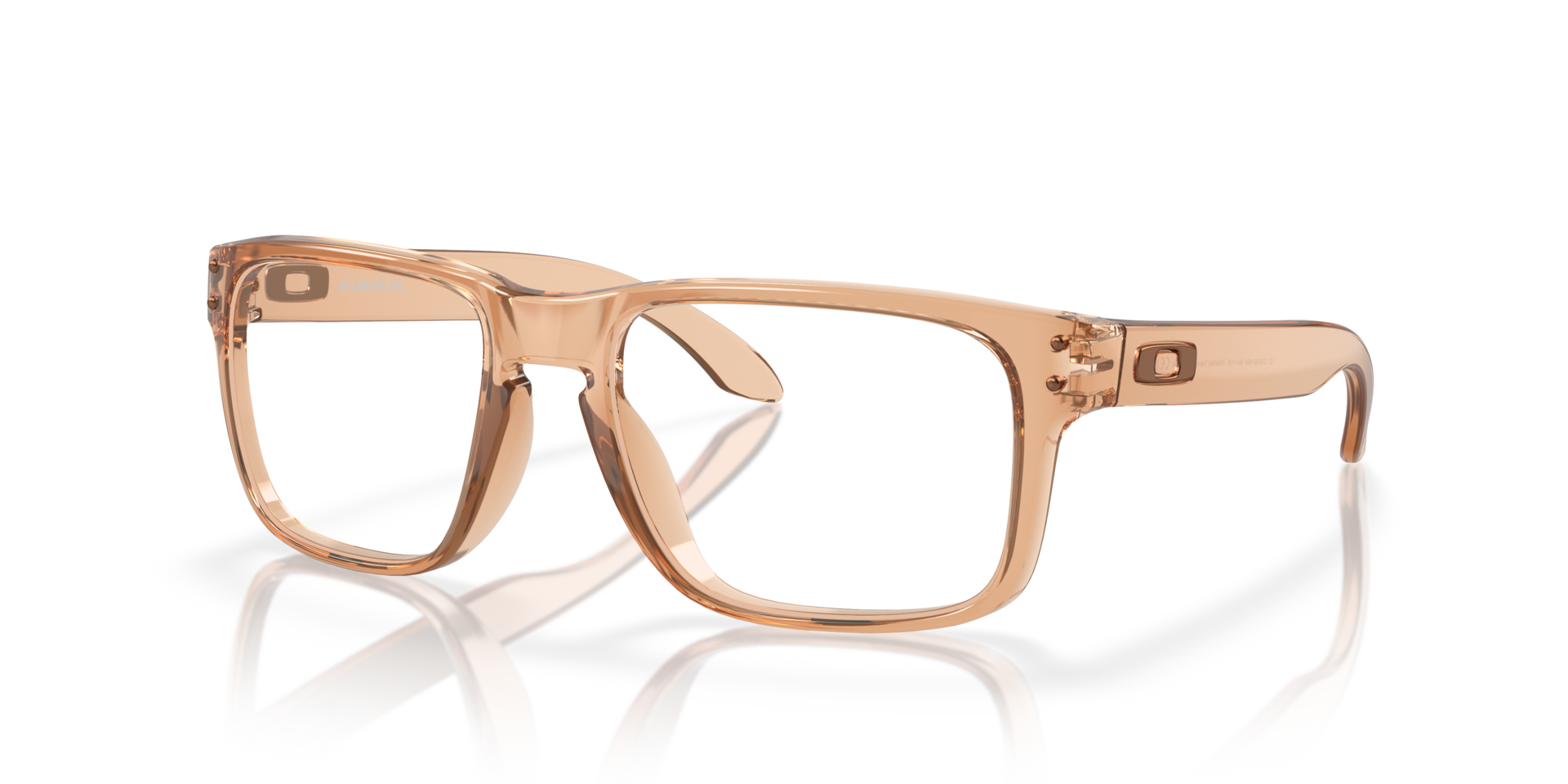 Holbrook™ Coalesce Collection Polished Transparent Sepia KunststoffEyeglass Frames von B24, Dreiviertelansicht