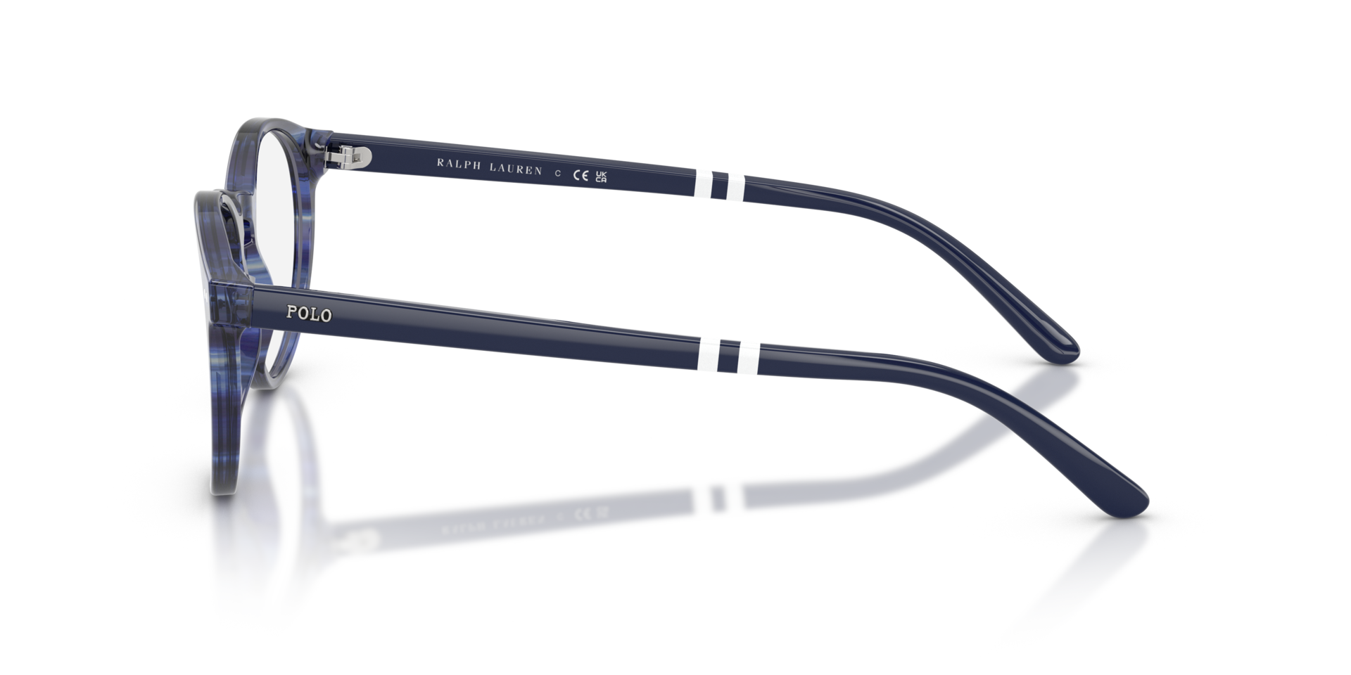 PH2297 Shiny Striped Blue AcetaatEyeglass Frames van B24, Zijaanzicht