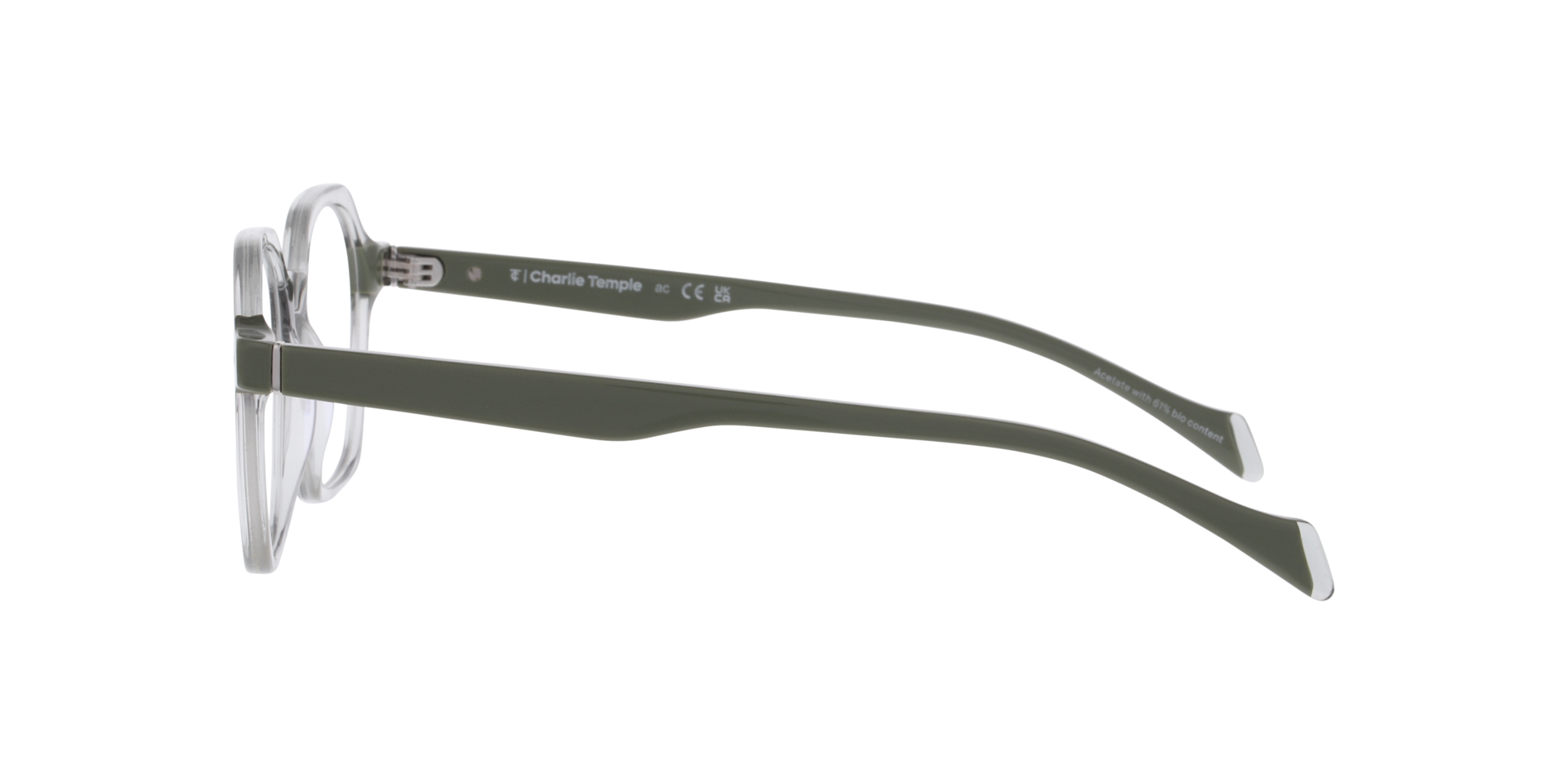 Solin Khaki Green On Crystal Green AcetatEyeglass Frames von B24, Seitenansicht