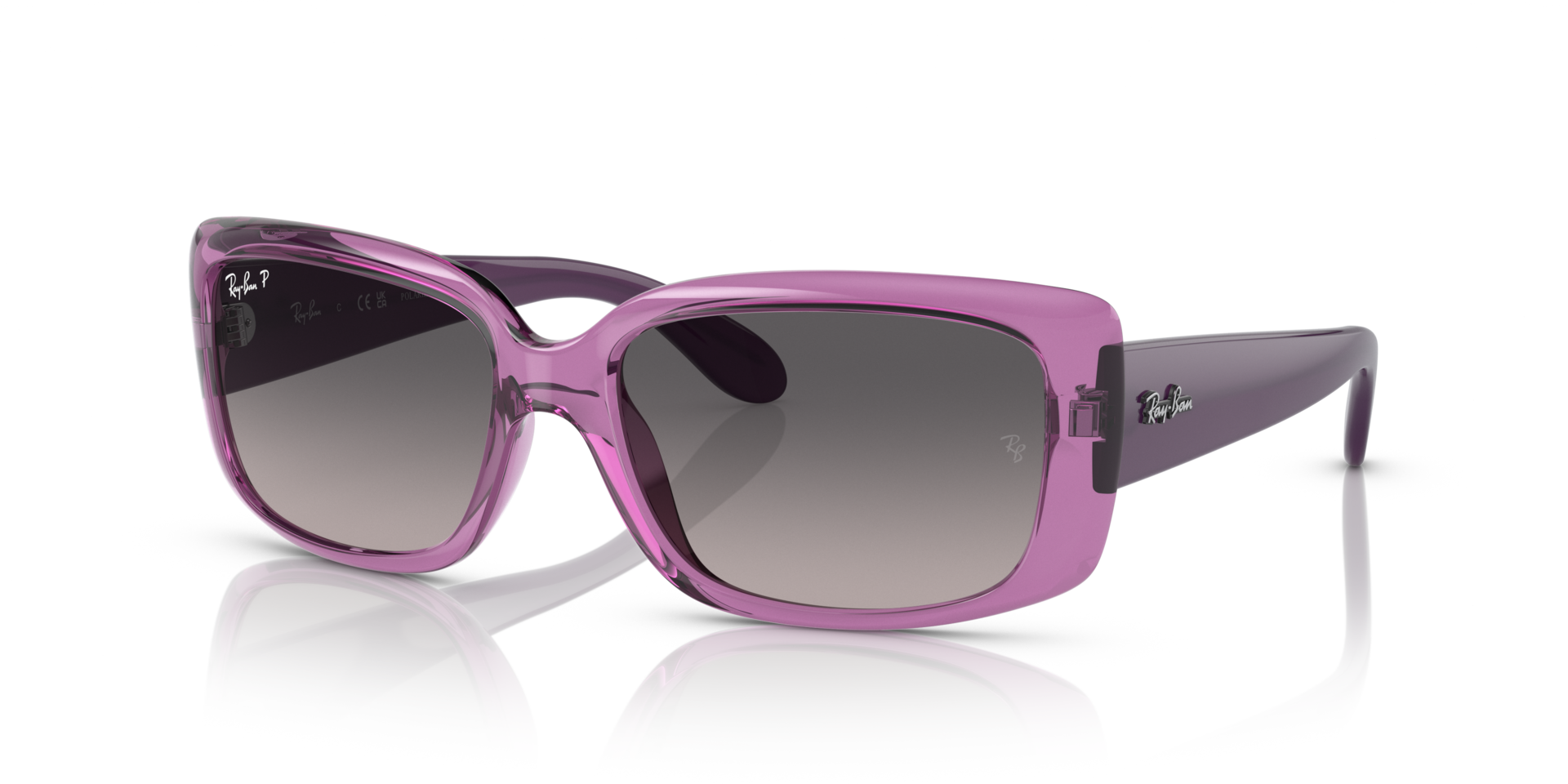 RB4389 Transparant violet KunststofSunglass Frames van B24, Hoekweergave