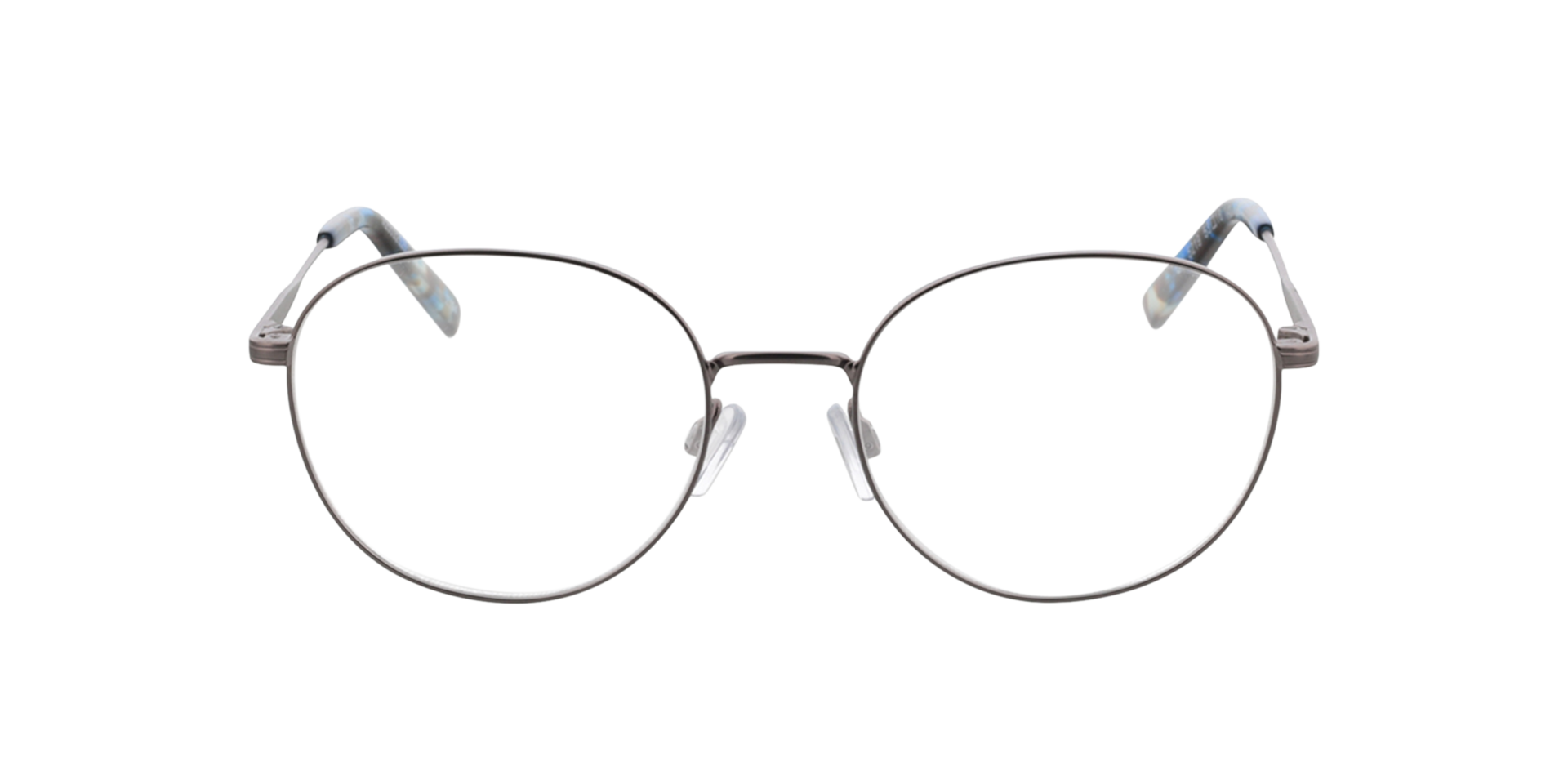 Julia Satijn licht staalgrijs  &  blauw Havana MetaalEyeglass Frames van B24, Vooraanzicht