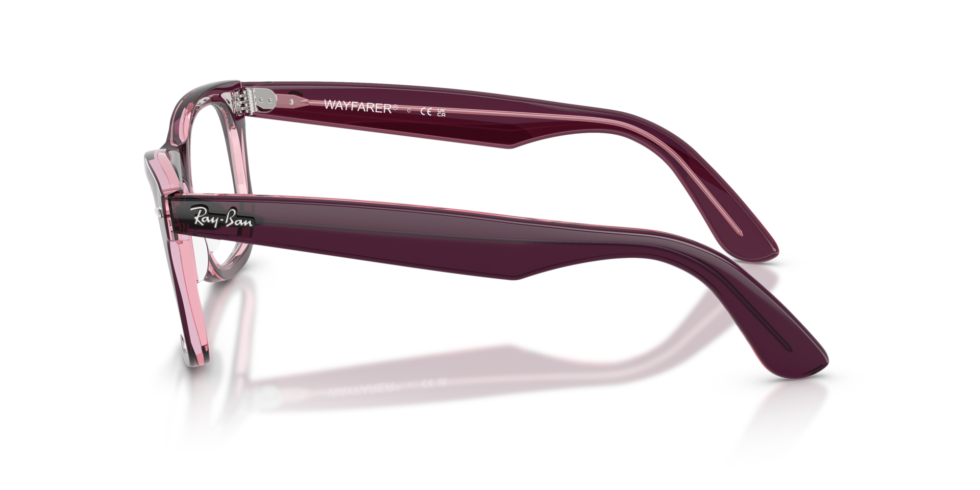 RB4340V Violet On Transparent Pink KunststofEyeglass Frames van B24, Zijaanzicht