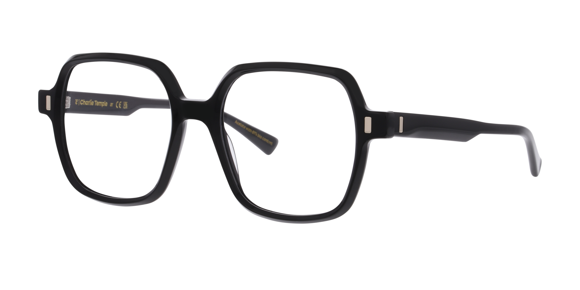 Velar Schwarz AcetatEyeglass Frames von B24, Dreiviertelansicht