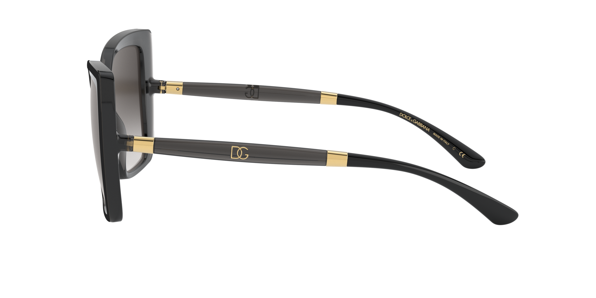 DG6138 Schwarz auf Grau transparent KunststoffSunglass Frames von B24, Seitenansicht
