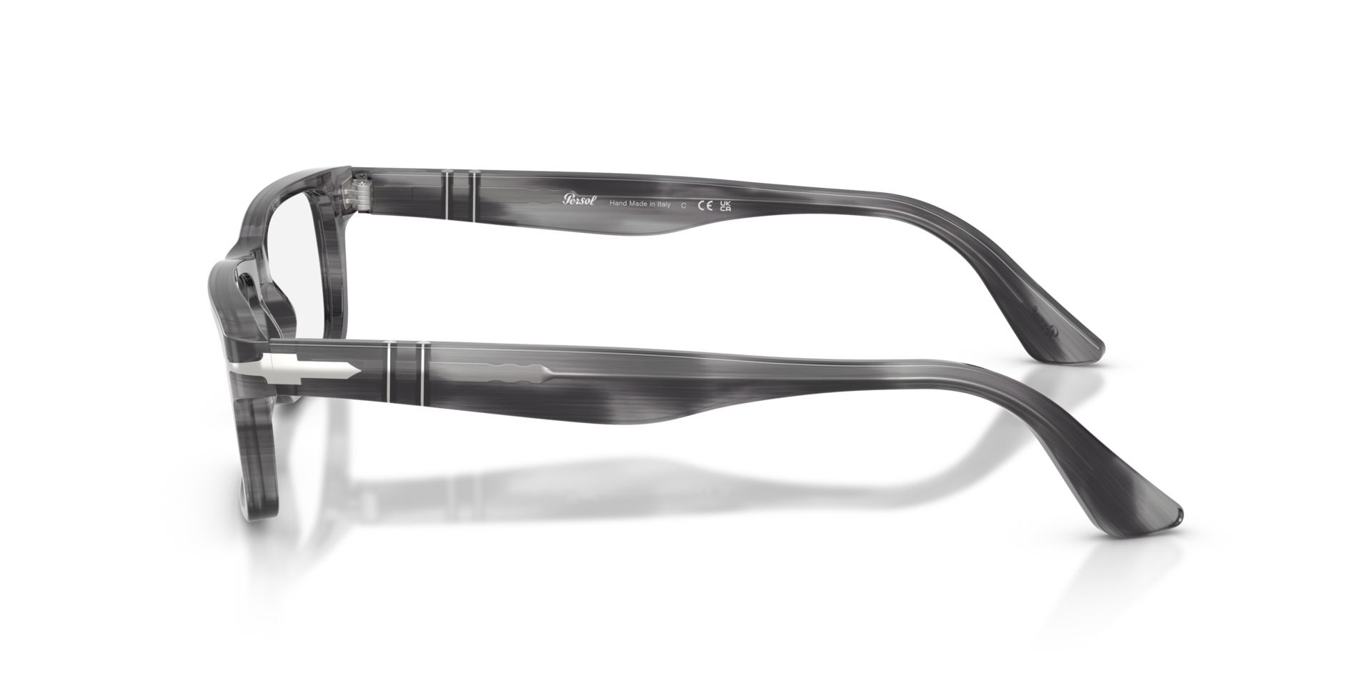 PO3050V Grau gestreift AcetatEyeglass Frames von B24, Seitenansicht