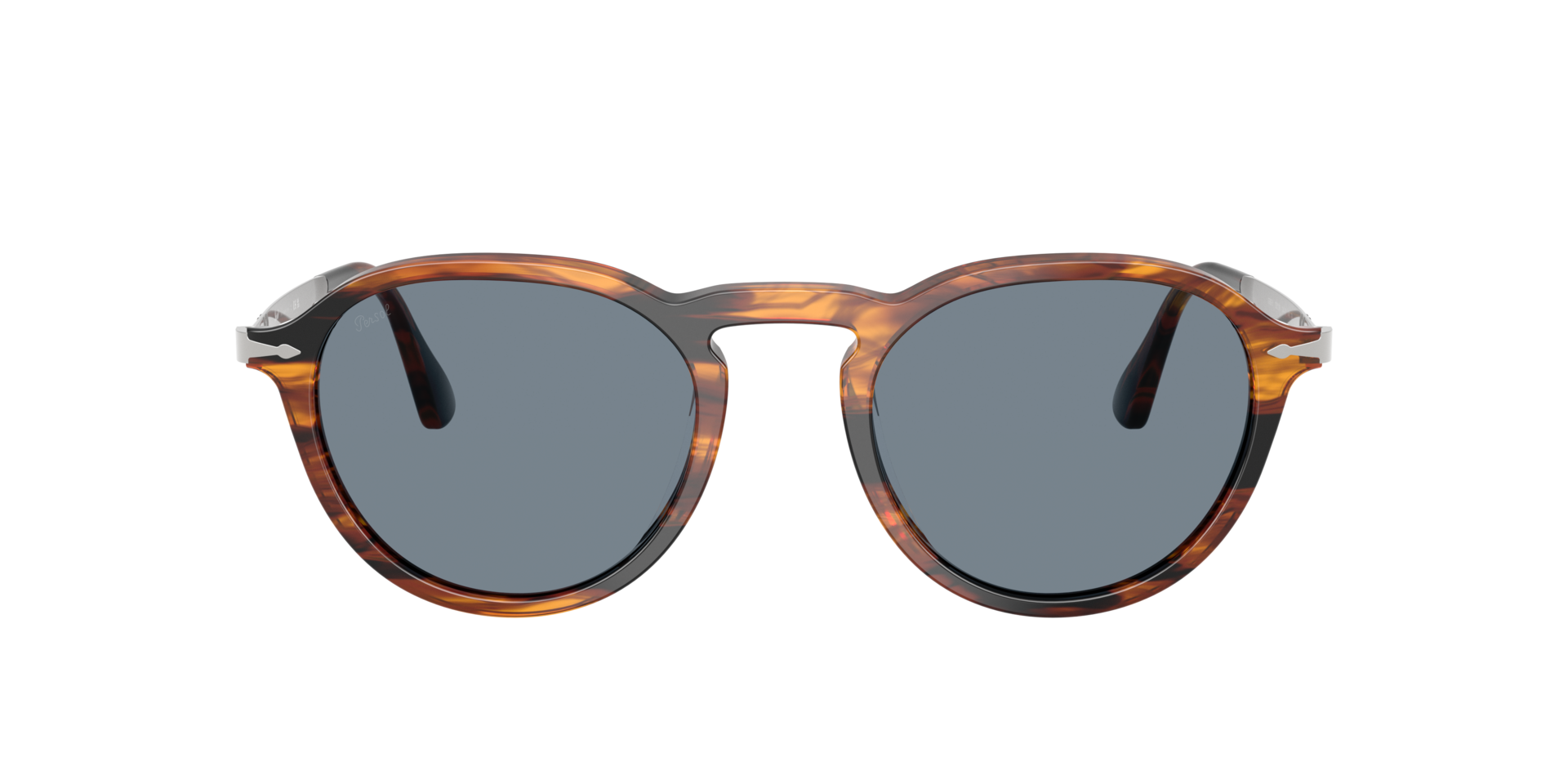 PO3383S Striped Black & Brown AcetatSunglass Frames von B24, mit getönten Gläsern