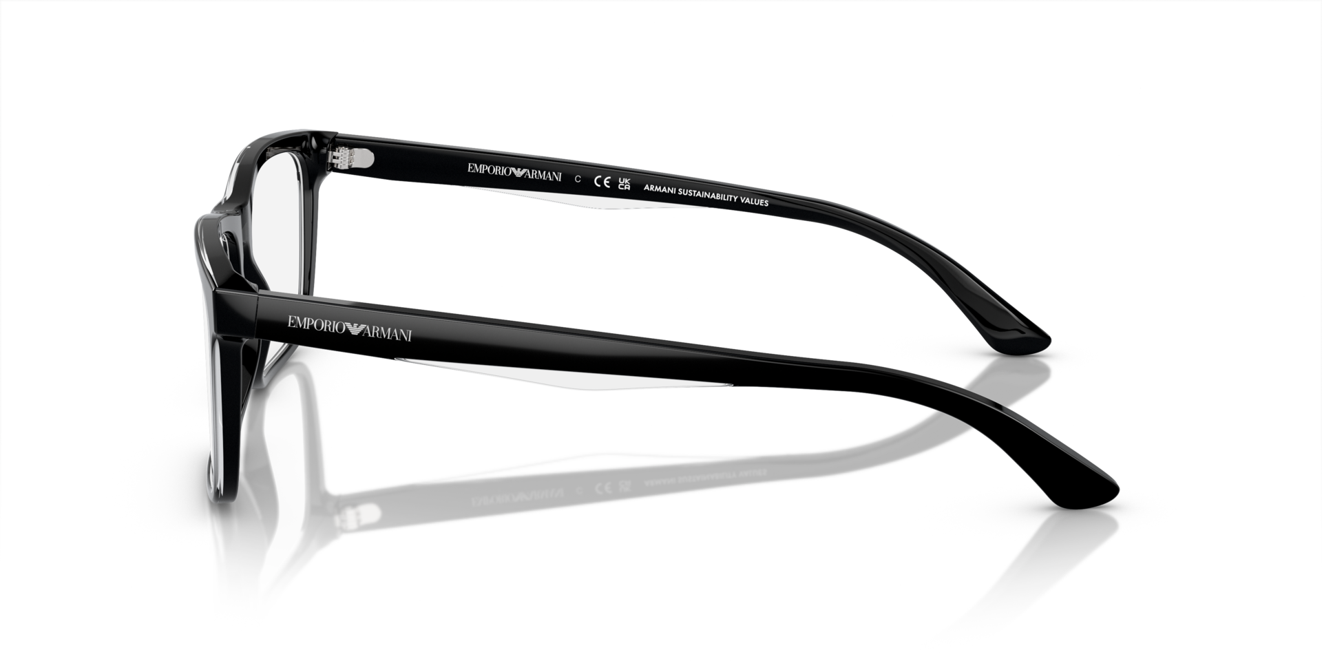 EA3227 Shiny Black & Top Crystal AcetatEyeglass Frames von B24, Seitenansicht