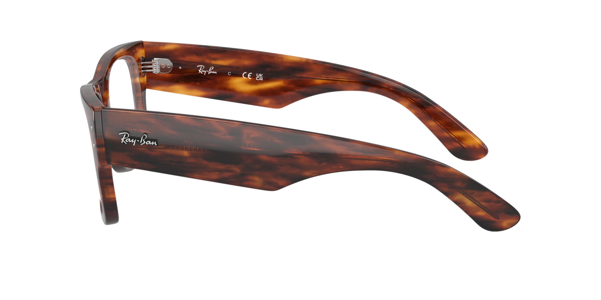 RB0840V Havana gestreept KunststofEyeglass Frames van B24, Zijaanzicht