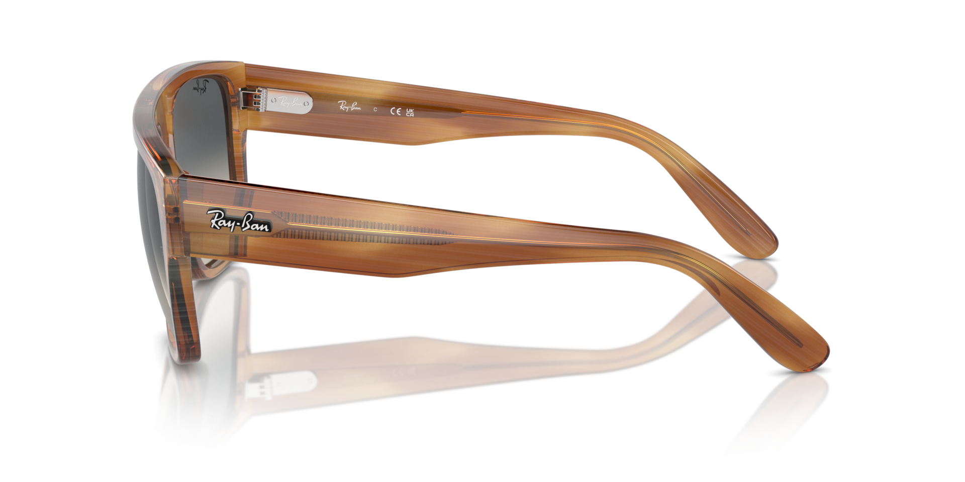 RB0360S Bruin Gestreept KunststofSunglass Frames van B24, Zijaanzicht
