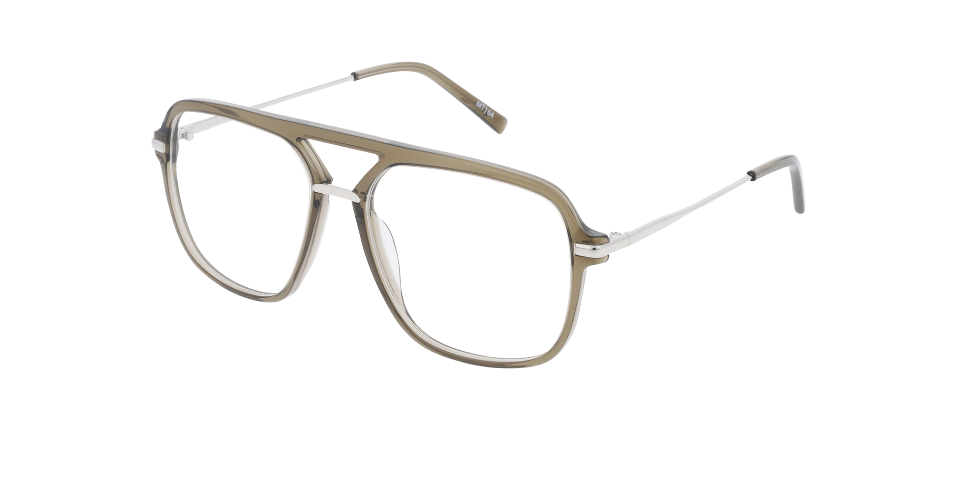 Freddy Crystal Safari & Silver Metal AcetaatEyeglass Frames van B24, Hoekweergave