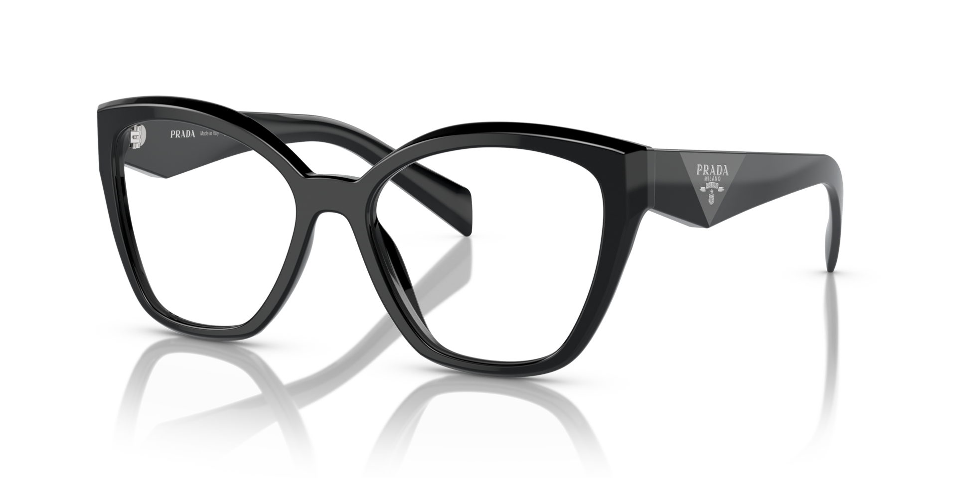 PR 20ZV Zwart AcetaatEyeglass Frames van B24, Hoekweergave