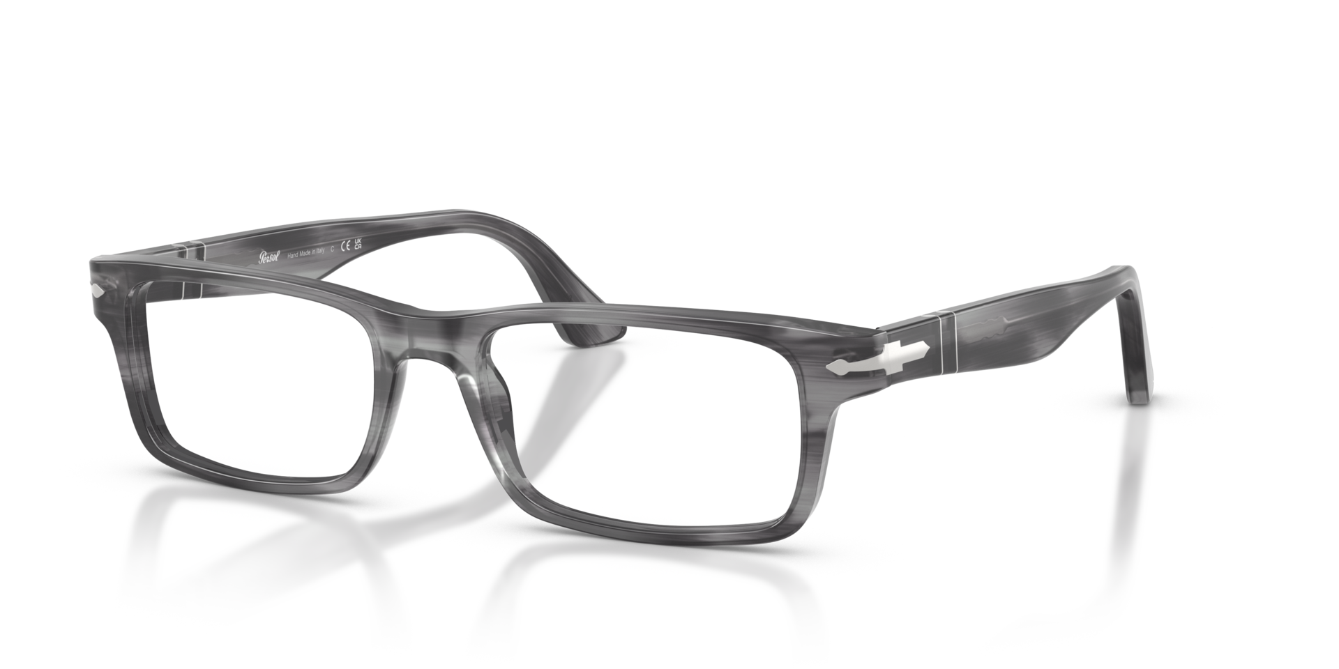 PO3050V Grau gestreift AcetatEyeglass Frames von B24, Dreiviertelansicht