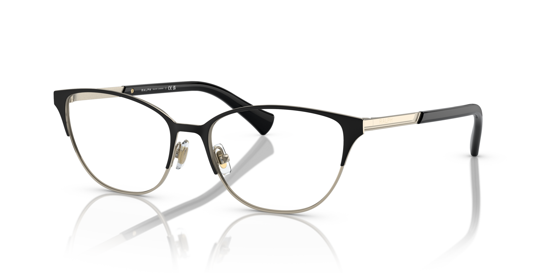RA6055 Semi Shiny Black MetallEyeglass Frames von B24, Dreiviertelansicht