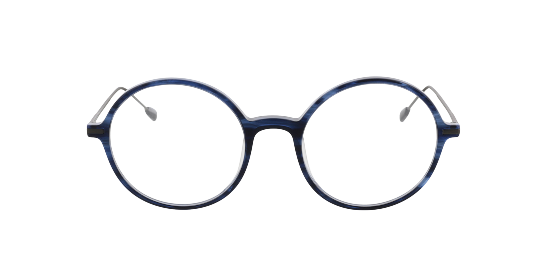 Edison Blauw hoorn  &  mat gunmetal AcetaatEyeglass Frames van B24, Vooraanzicht