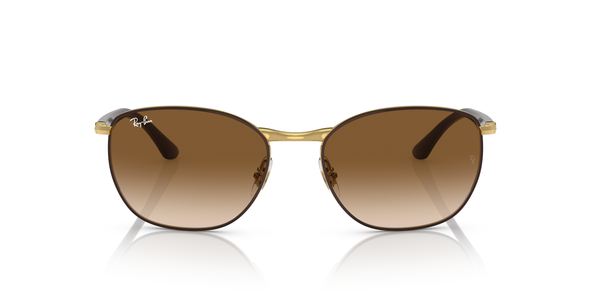RB3702 Bruin op Goud MetaalSunglass Frames van B24, Vooraanzicht