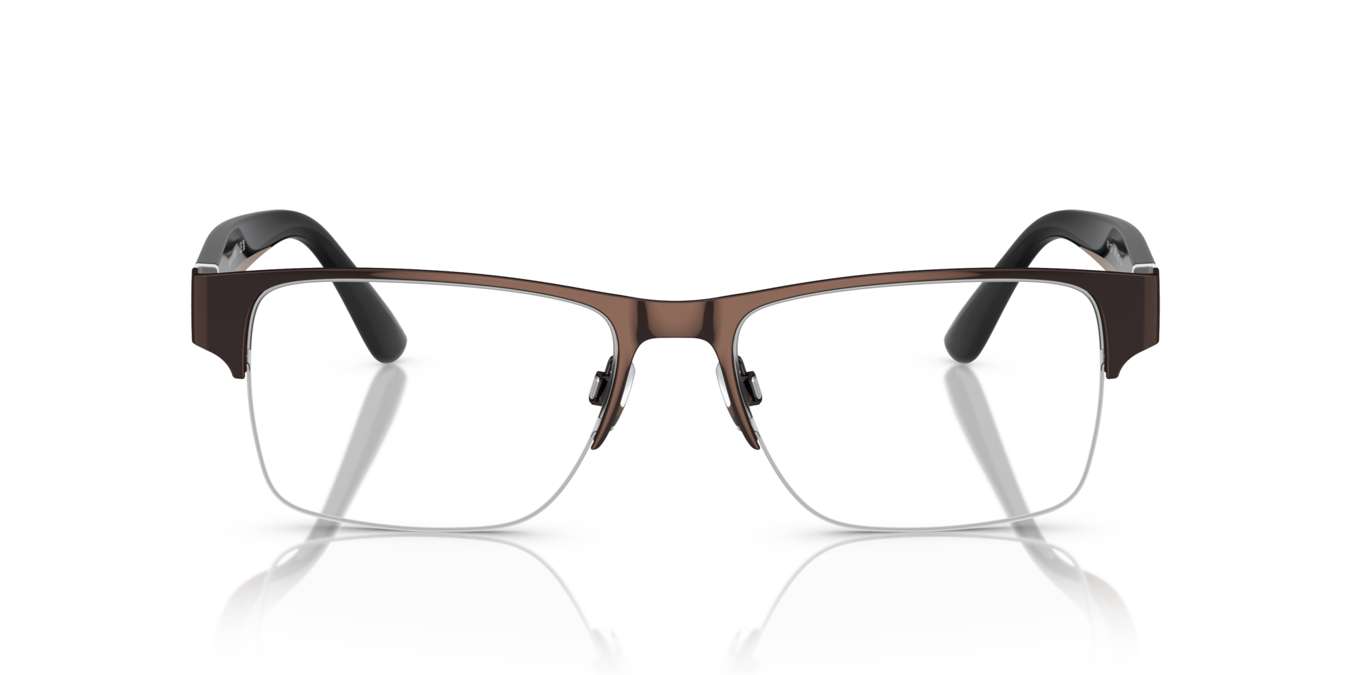 PH1220 Dunkelbraun glänzend MetallEyeglass Frames von B24, Vorderansicht