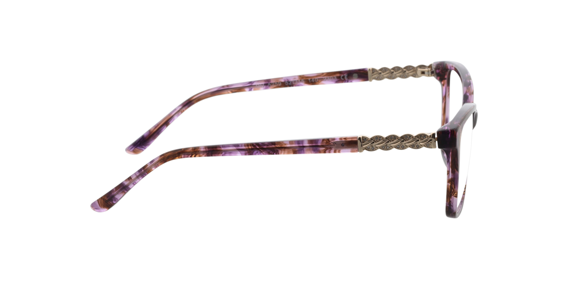 Lisa Paars & goud AcetaatEyeglass Frames van B24, Zijaanzicht