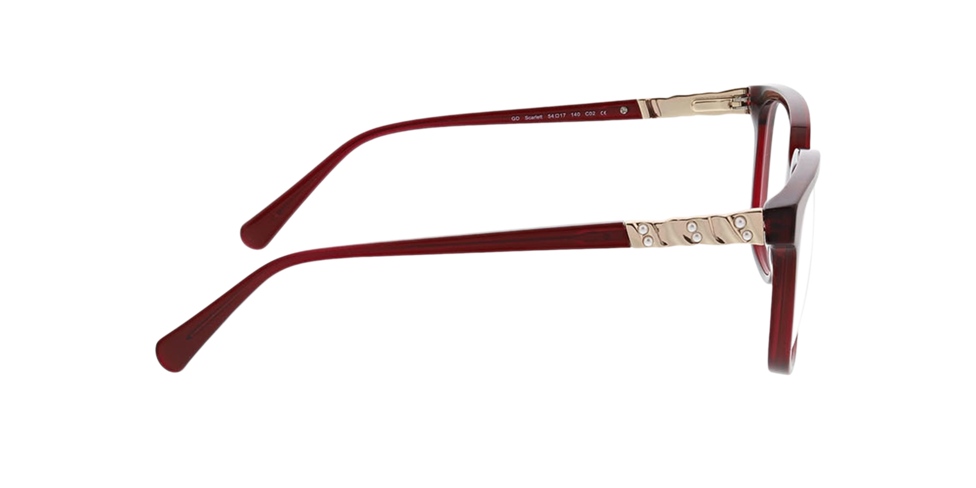 Scarlett Crystal Burgundy AcetaatEyeglass Frames van B24, Zijaanzicht
