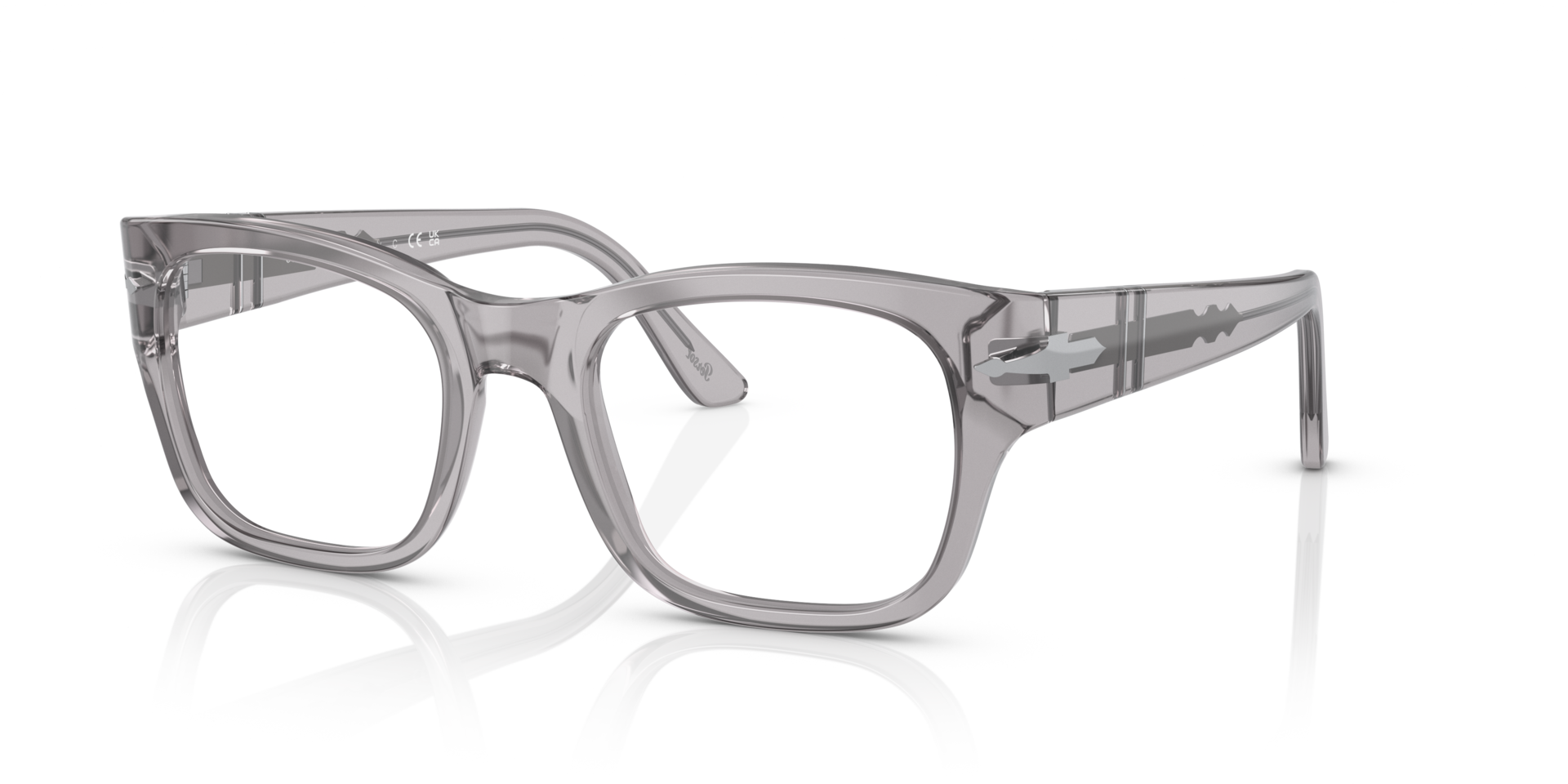 PO3297V Grau transparent AcetatEyeglass Frames von B24, Dreiviertelansicht