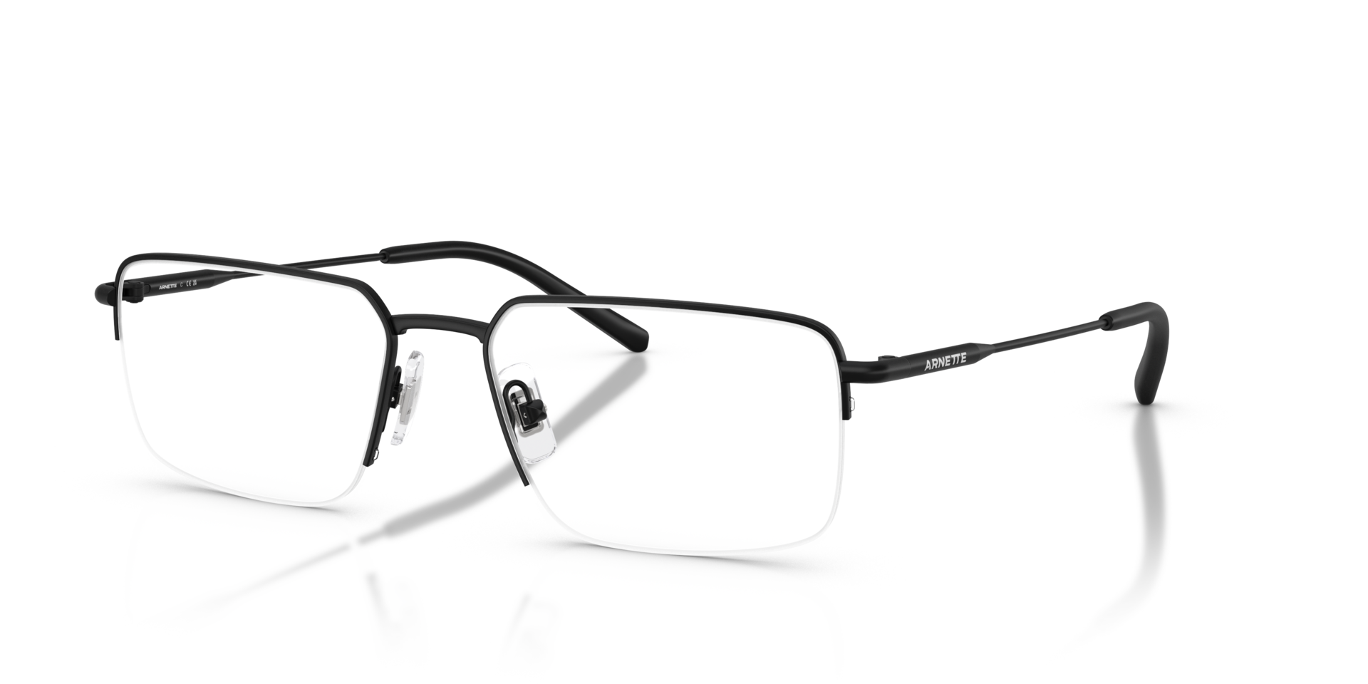 AN6152 Matzwart MetaalEyeglass Frames van B24, Hoekweergave