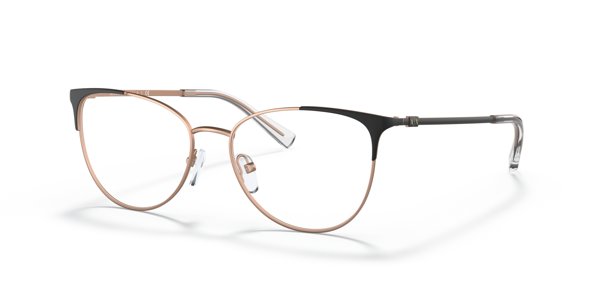 AX1034 Matte Rose Gold And Black MetallEyeglass Frames von B24, Dreiviertelansicht