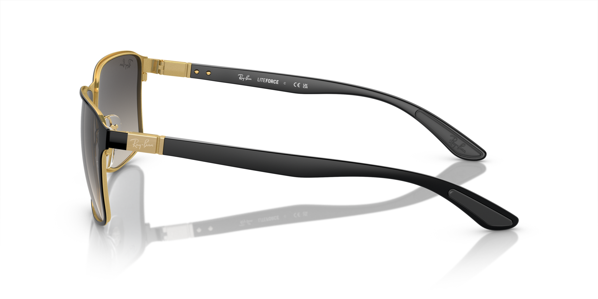 RB3721 Zwart op goud MetaalSunglass Frames van B24, Zijaanzicht