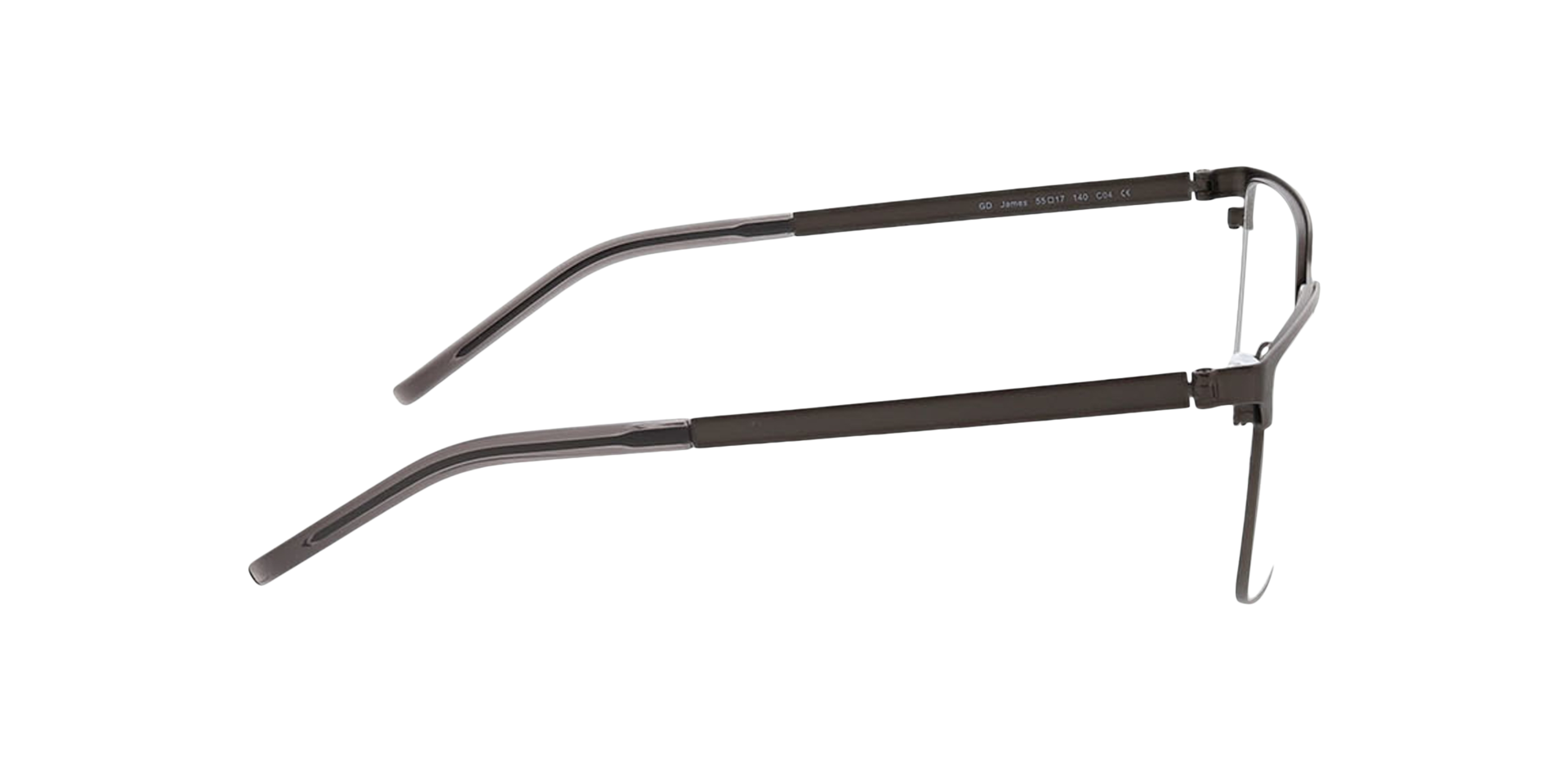James Mat gunmetal  &  kristal grijs MetaalEyeglass Frames van B24, Zijaanzicht