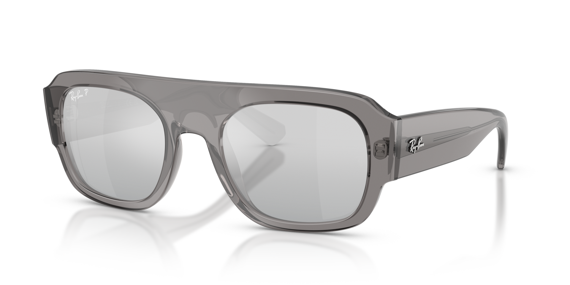 RB2218 Grau transparent KunststoffSunglass Frames von B24, Dreiviertelansicht