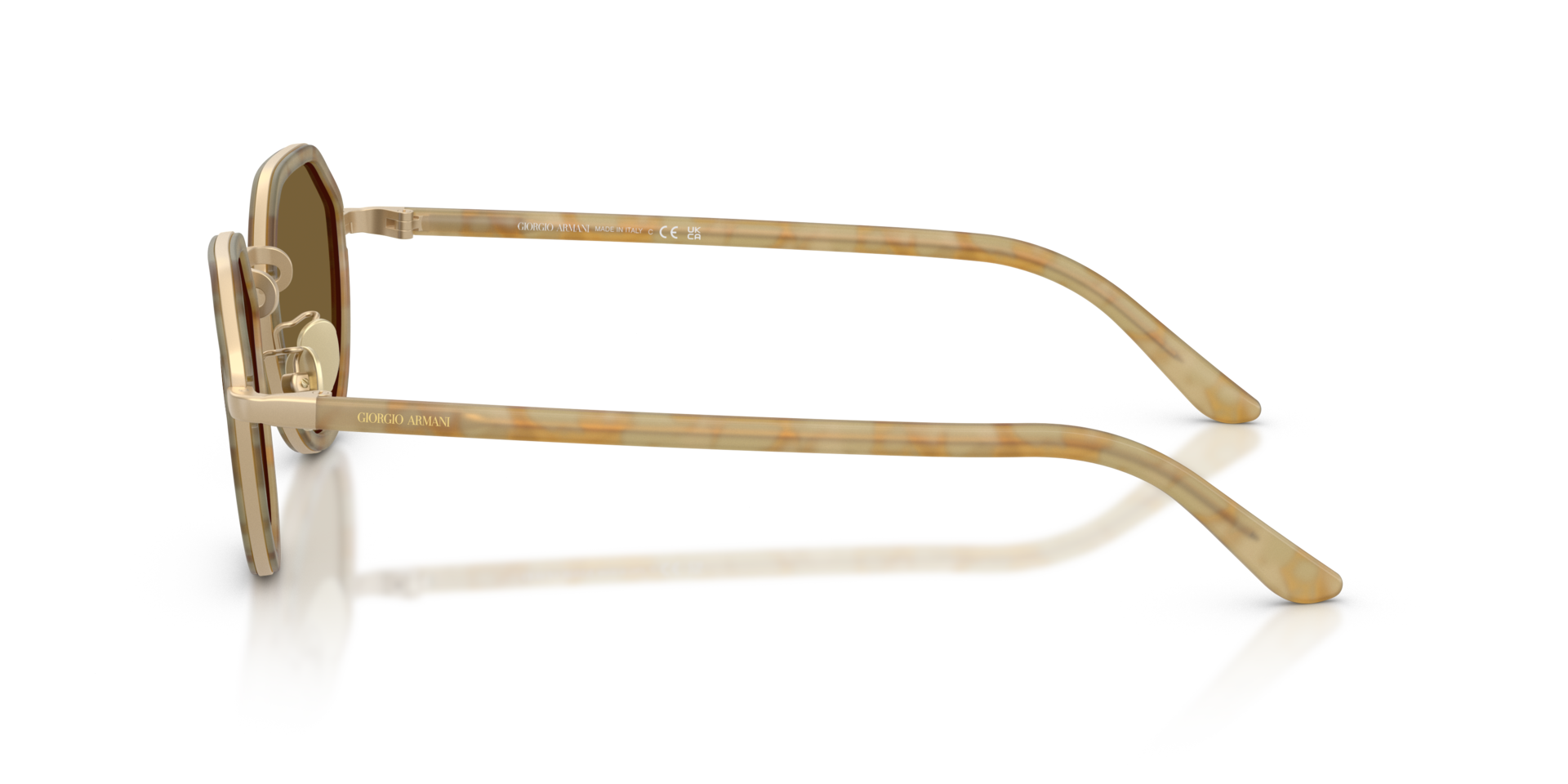 AR6181 Yellow Havana MetaalSunglass Frames van B24, Zijaanzicht