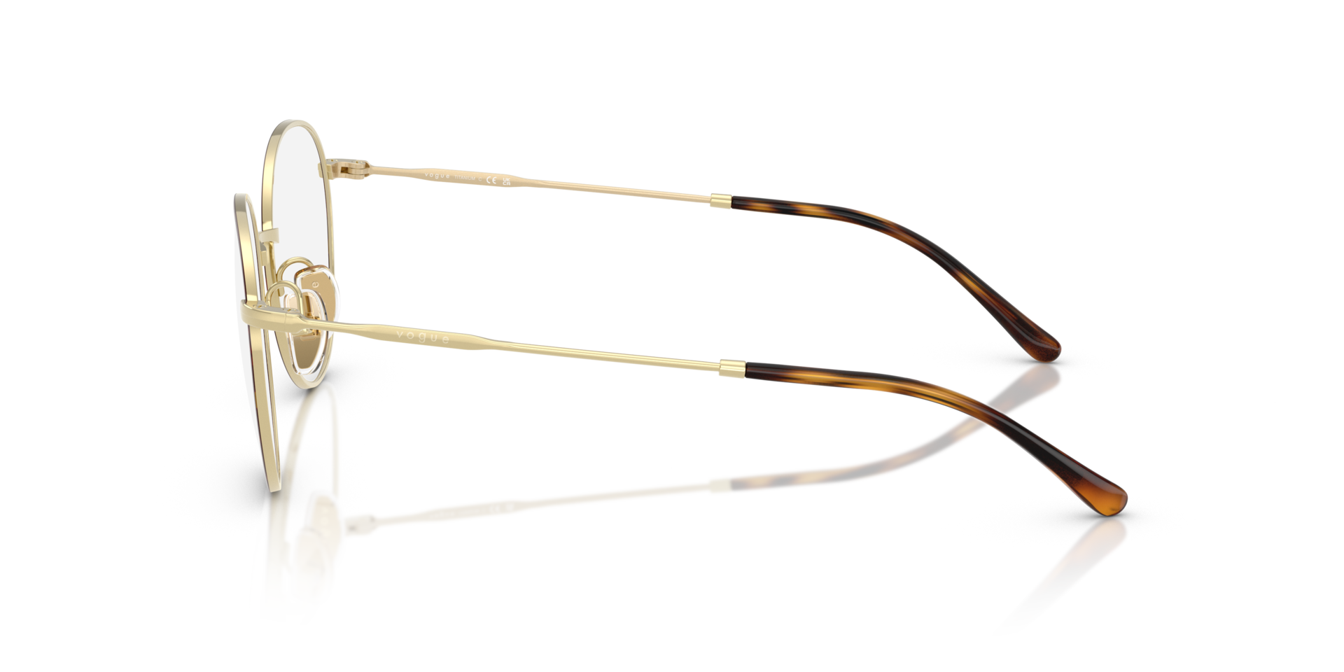 VO4280T Top Havana & Light Gold TitaanEyeglass Frames van B24, Zijaanzicht