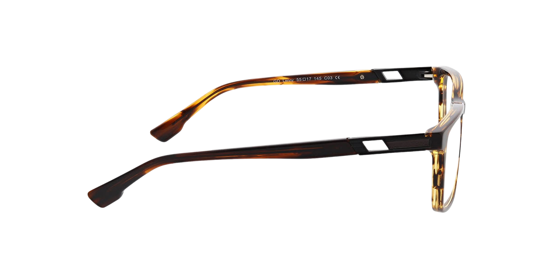 Lenny Bruin hoorn  &  matzwart AcetaatEyeglass Frames van B24, Zijaanzicht