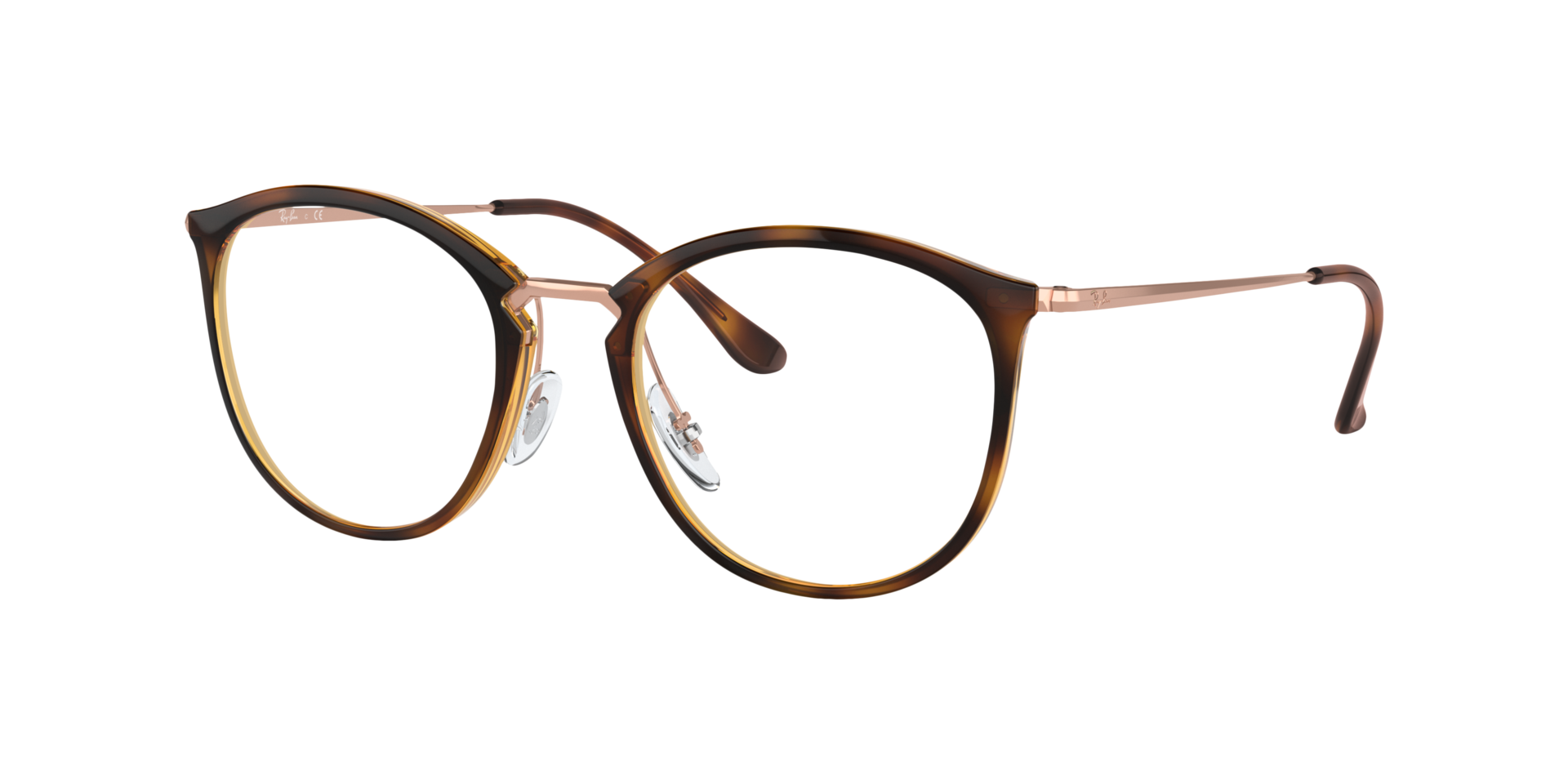 RB7140 Havana gestreept KunststofEyeglass Frames van B24, Hoekweergave